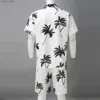 Men's Tracksuits 2022 Summer Hawaii Trend Print Set Mens Hawaii Short sleeved Clothing Set Casual Palm Tree Flower Shirt Beach Short sleeved Set Q240314