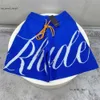 Rhude Jacquard Shorts Mężczyźni kobiety luźne niebieskie czarne czarne dzianie krótkie bryczesy sznurka