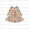 Girl's Dresses Newest design Christmas dress for children in the style of Christmas flock; gift; sweets with pattern dress with long sleeves for girls 240315