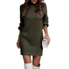 Casual Dresses Women Autumn Winter Knitted Sweater Dress Solid Color Turtleneck Long Sleeve Mini Party For Beach Cocktail