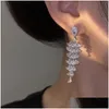 Dangle Lustre Superbe Choucong Boucles d'oreilles Bijoux de luxe 925 Sterling Sier Poire Coupe Blanc 5A Zircon Cubique Party Femmes À La Main Dhojb