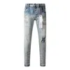 Jeans pour hommes de marque violette, Jeans violets de rue, Patch bleu, pantalon à la mode, pantalon en Denim tendance