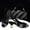 Dress Shoes Latest Italian Rhinestone Woman Sandal And Bag Set Summer Elegant High Heels To Match For Party
