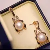 Boucles d'oreilles en perles d'eau douce naturelles pour femmes, bijoux fins en argent 925, Style Panda chinois mignon, 12mm