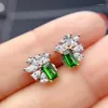 Stud Earrings KJJEAXCMY 925 Sterling Silver Natural Diopside Ladies Fashion Gemstone Ear Support Test