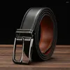 Cinture Cintura in vera pelle marrone nero per tutti gli abbinamenti Design di lusso Cintura vintage con fibbia ad ardiglione casual da lavoro su due lati