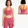 Lu Align Limão Yoga Top Sem Costura Ginásio Verão Terno Esportivo Mulheres Roupas de Treino 2pcs Conjunto Pendurado Pescoço Fiess Sutiã Apertado Leggings Treino Jog