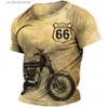 Herr t-shirts nya väg 66 herr t-shirt motorcykeltryck tröja sommar vintage pullover o-hals lösa toppar manlig casual shve ts y240315