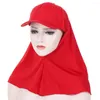 Vêtements ethniques Femmes Casquettes de baseball avec écharpe en jersey Hijab Châle Bandana Musulman Turban Bonnet Amira Durag Head Wrap Cap Brim Hat Prêt à