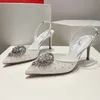 Venda quente mulheres sexy sandálias de salto alto designer de pista de alta qualidade genuíno com decoração de strass estilingue vestido feminino casamento sapatos de salto alto