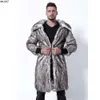 New Faux Fur Coat for Mens Medium Length British Flip Collar Warm Fox