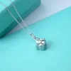 Designer 925 sterling silver tiffay and co gift box necklace plated with 18K platinum blue bow pendant collarbone chain