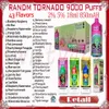 RandM Tornado 9000 Puff Jetable E Cigarette 18 ml 2% 5% 850mAh Batterie rechargeable 43 Saveurs RGB Glow 9K Puffs Vapes Pe