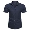 남성용 캐주얼 셔츠 플러스 크기 4xl 고품질의 비강화 셔츠 여름 짧은 슬리브 솔리드 남성 의류 정기적 인 사업
