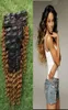 100g 9 PieceSet Ombre 1B27 Brasileiro Kinky Curly Clipe em extensões de cabelo 100 cabelo humano virgem 7153130