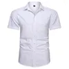 Men's Casual Shirts Plus Size 4XL High Quality Non-ironing Shirt Summer Short Sleeve Solid Male Clothing Regular Fit Business