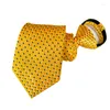 Bow Ties randiga för män Förbundna dragkedja slipsar 8 cm affärsilke Slim Tie Navy Blue Yellow Neck Wedding Party Cravat