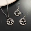 Necklace Earrings Set Vintage Spiral Vortex For Women Unisex Boho Pentagram Fashion Y2K 2024 Retro Jewelry