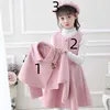 Flickans klänningar flickor Autumn Winter Dress Ethnic Style Set Little Girl Three Piece Wool Dress Performance Korean Childrens Clothing 240315