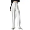 Women's Pants High Waist Wide Leg For Women Loose Straight White Trousers Autumn Double Buttons Casual Suit Female