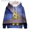 Herrtröjor tröjor ödla Berberio Leo Cartoon Hoodie Autumn Casual Top Digital tryckt långärmad sportkläder rund hals hoodie pullover sudadera l240315