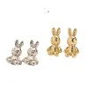 T Gold Love Design Charm örhängen Rabbit Women's T Spring Designer Jewelry Romantic Par Family Present Sliver Rostfritt stål Tillbehör ZG GG