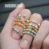 Trauringe Qualität Lucky Trkiye Evil Eye Ring Set Zirkon Rot Blau Eye Candy Farbe Emaille Offener Ring Modeschmuck Q240315