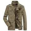 Herrjackor Militärjacka Män Multi-Pocket Cotton Outdoor Coats Casual Autumn Cargo Outwear 7XL Brand Male Clothes N161