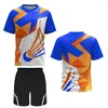 Tute da uomo Polo Badminton T-shirt e pantaloncini Set Tennis da tavolo Abbigliamento da allenamento Felpa estiva da corsa all'aperto Leggero e traspirante