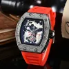 2024 Multi-function Automatic 3-pin Clock Men's Top Luxury AAA Men's Watch Glow-in-the-dark Dragon Print Set With Diamonds