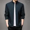 Men's Jackets Spring Autumn Harajuku Fashion Middle-aged Male Office Jacket Solid Casual Zipper Stand Collar Simple