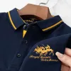 Run'enboro-Camiseta de primavera/verano para hombre, camiseta azul bordada con cuello Polo de algodón puro, Top de manga corta 2023
