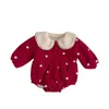 8090 Koreaanse Babykleertjes Winter Baby Meisjeskleding Plus Fluwelen Prinses Klimkleding 240327