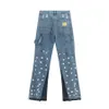 Jeans da uomo firmati jeans Europa e Stati Uniti marchio marea high street inchiostro nero splash flare donna pantaloni dritti larghi