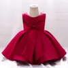 Robes de soirée pour petites filles, avec gros nœud, robe de princesse d'anniversaire pour filles, robe de bal de mariage, vêtements pour enfants, 240307