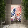 Rideaux Rideau de porte japonais chaton imprimé cloison cuisine porte fleurs de cerisier lin rideaux décoratifs café restaurant décor