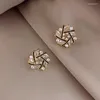 Boucles d'oreilles en cristal pour femmes, strass ronds créatifs, feuilles, fête, petits bijoux Oorbellen