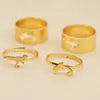 Cluster Ringe 4 Teile/satz Frauen Geometrische Dinosaurier Delphin Kreative Paar Ring Set Damen Mode Party Hochzeit Schmuck