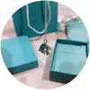 Diseñador Versión alta V Gold tiffay and co Collar de caja de regalo de esmalte azul para mujer Moda Luz de lujo AMOR Arco Colgante Cadena de clavícula