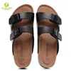 Sandals Cork slippers wear large size cool slippers one line double button beach shoes bocken shoes J240315