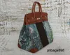 Aangepaste koeienhuid tas Hac 50cm stijl Handswen handgemaakte topkwaliteit Hac 40cm handgemaakt echt leer Aangepaste graffiti tote man casual luxe portemonnee volledig wa