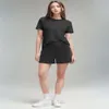 Lu Align Pant Lemon Sports Short Womens Solid T-shirt Snabbtorkning Crew Neck Vest Gym Yoga Toppar Kvinnor Workout Sportswear Fiess Wome Wear Gy