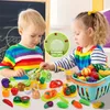 أطفال يتظاهرون بلعب لعبة المطبخ مجموعة قطع الفاكهة الخضراوات لعب العزف على منزل محاكاة التعليم المبكر الفتيات الفتيان هدايا 240229