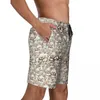 Shorts pour hommes Tiger Face Design Board Summer Blanc et Brown Surf Beach Homme Séchage rapide Vintage Big Taille Trunks