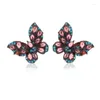 Stud Earrings Chic Fashion Colored Cubic Zircon Butterfly For Women Daily Wear