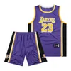 Maglia Lakers James Girocollo Ricamo Giallo Viola Bianco Nero Canotta Maglia da basket Tuta sportiva da uomo