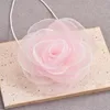 Hänghalsband romantiska rosa garnblomma halsband för kvinnor trendiga smycken utsökta vintage charm klassisk koreansk stil halskedja