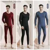 Sous-vêtements thermiques pour hommes Sous-vêtements thermiques doux pour hommes automne hiver Long Sle haut sans couture épais chaud Lingerie 2 pièces ensemble vêtements de nuit 2024C24315