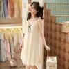 Women's Sleepwear Home Clothes Sexy Lace V-Neck Bow Nightgown Summer Sling Dresses Casual Sleeveless Ladies Nightdress Nightwear Nighties