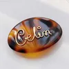 Luxury Ce Brand Leopard Designer Hair Clips Pins Barrettes 18K Gold Letters Retro Vintage Love Brown Acrylic Oval Hair Clips Hairpins Accessories